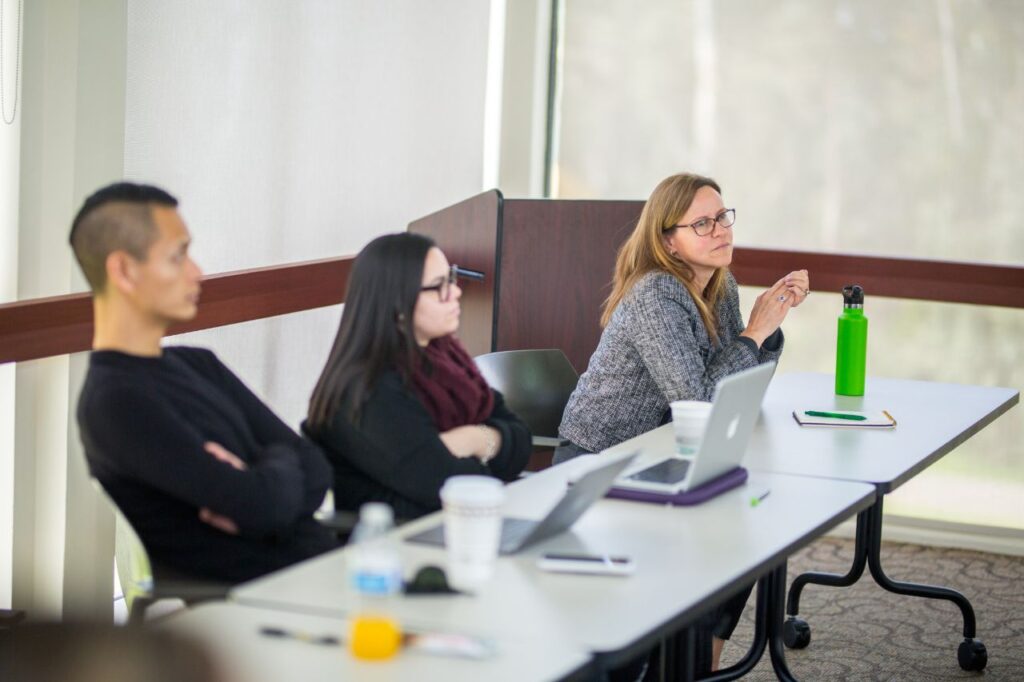students participating in class
