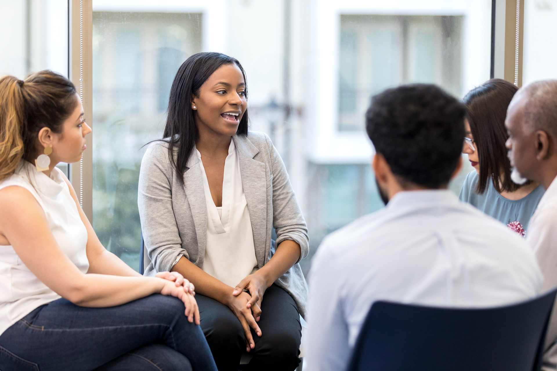 talking in a group session