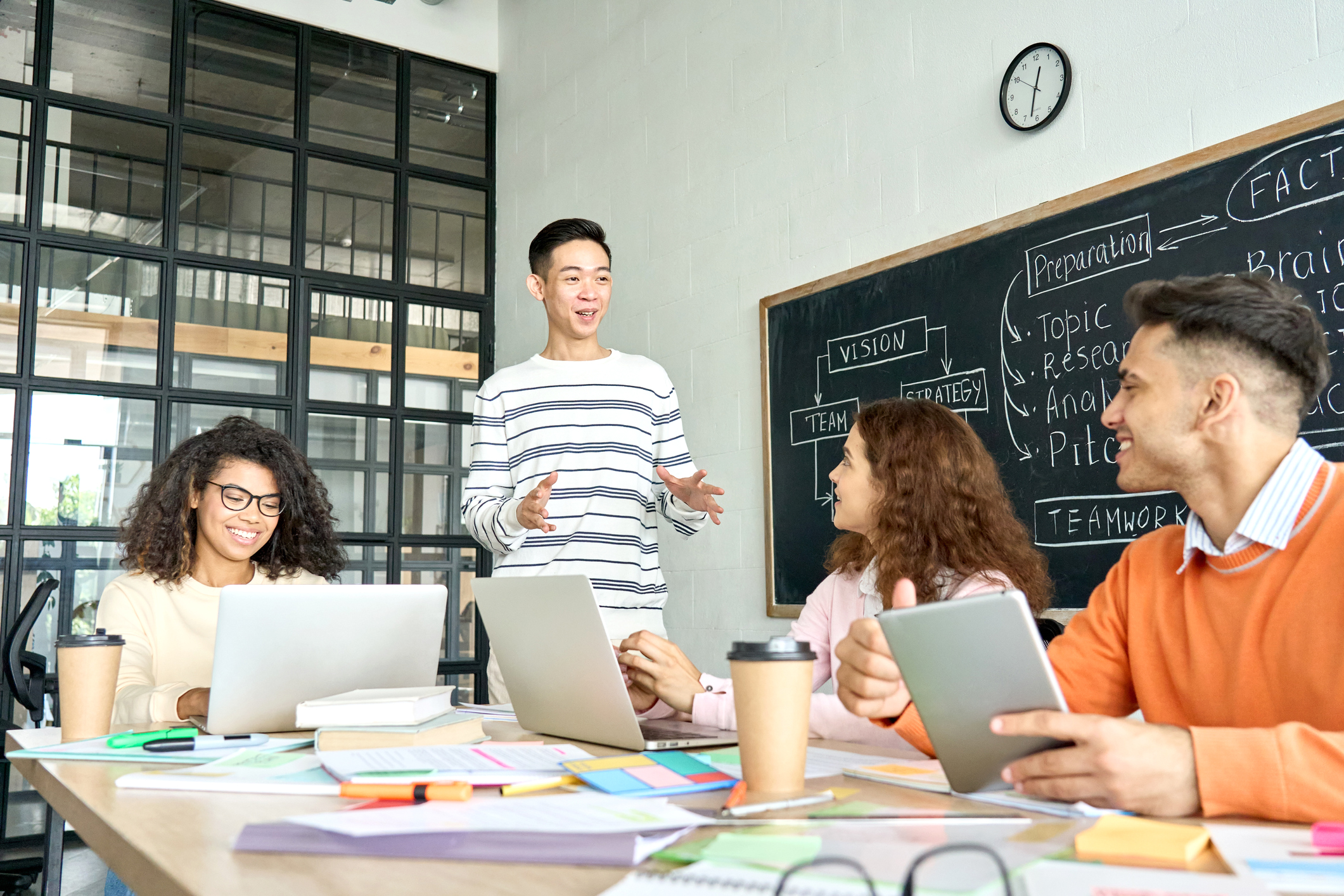 group of people in a meeting