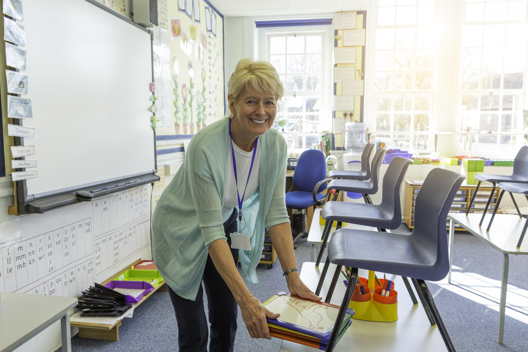 teacher at the desk