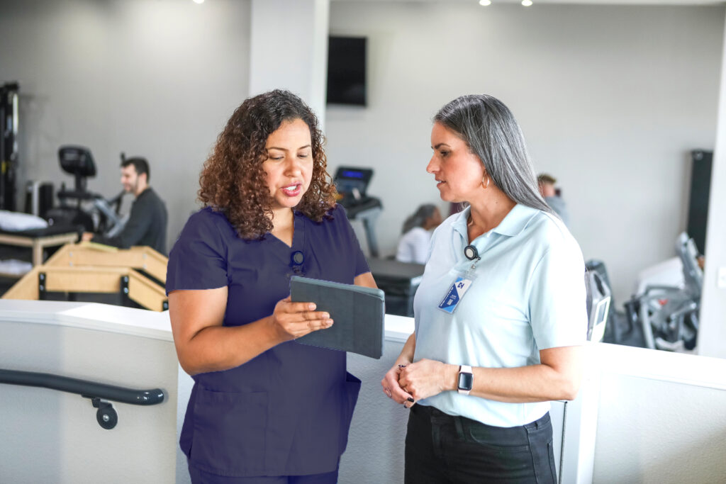 Nurse talking to a woman