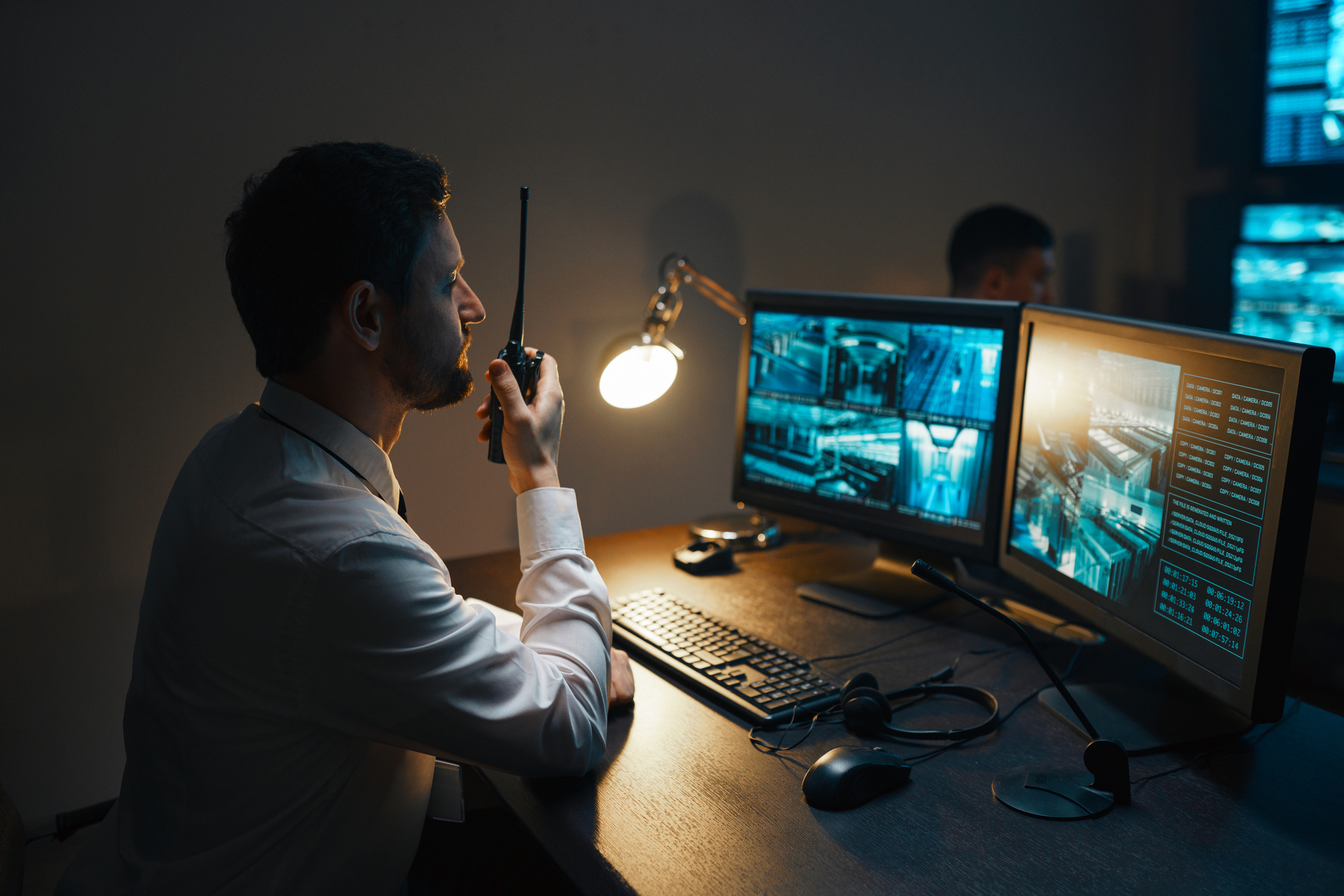 man looking at comp