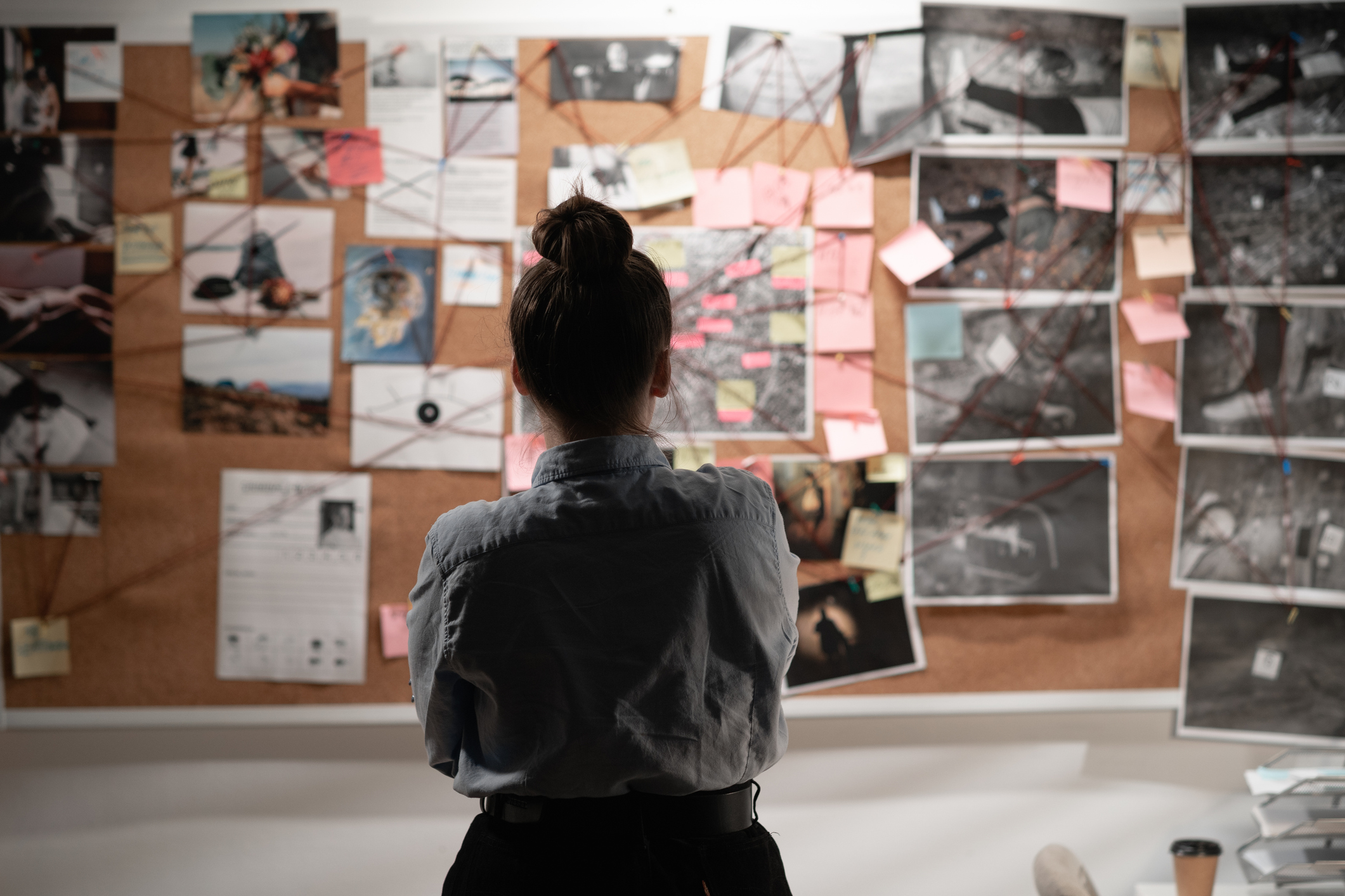 Woman looking at evidence