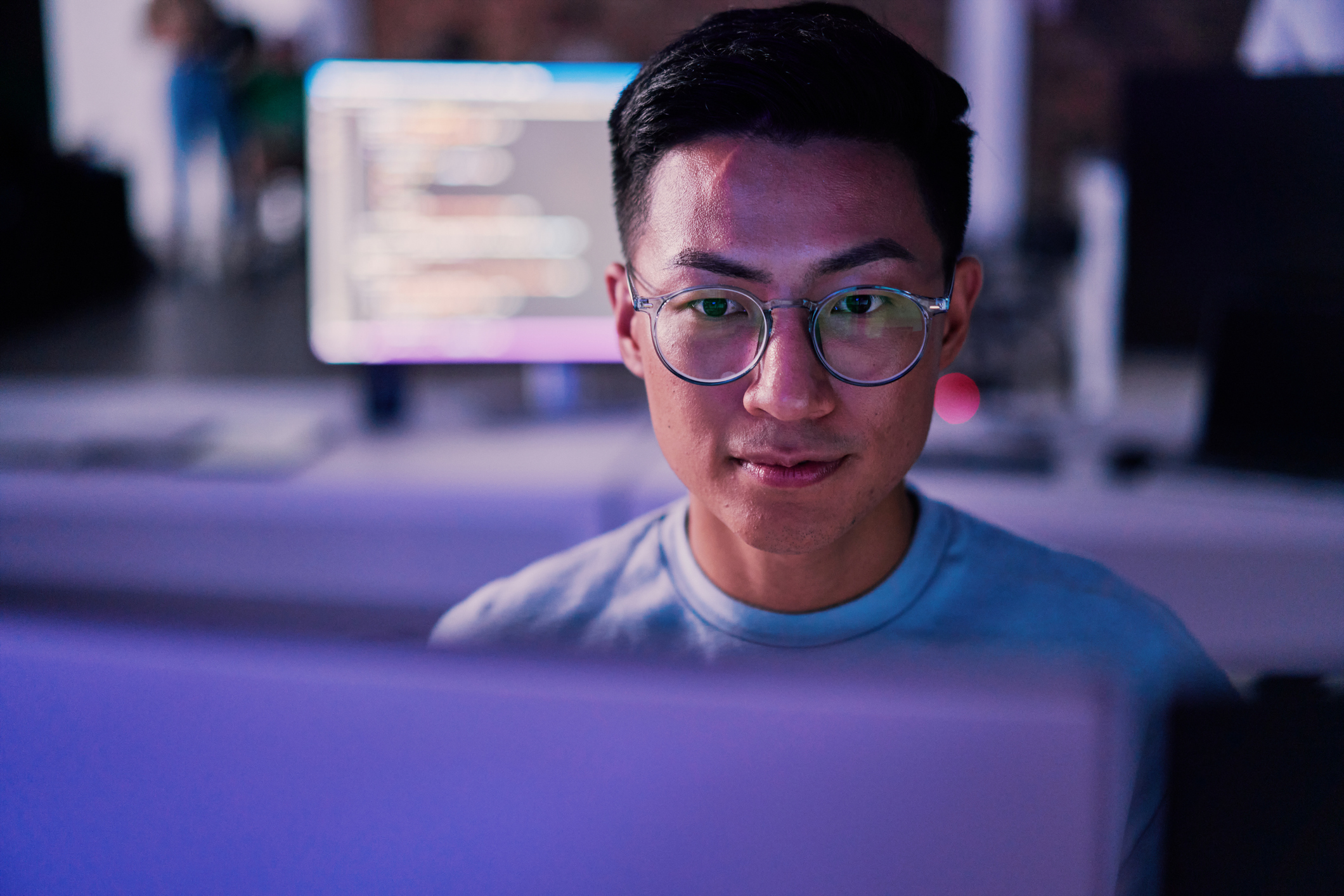 Man looking at a screen