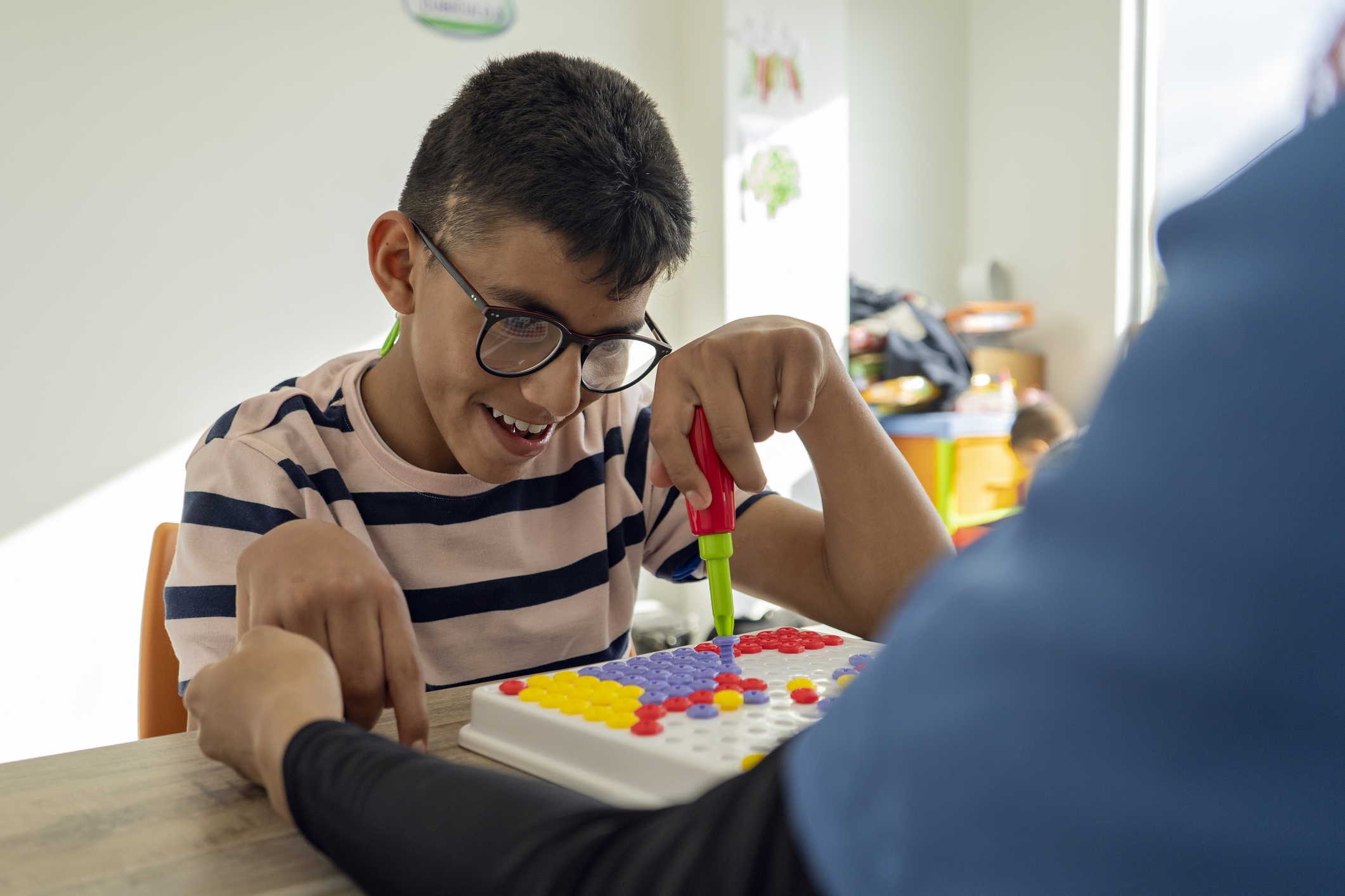 therapist working with child