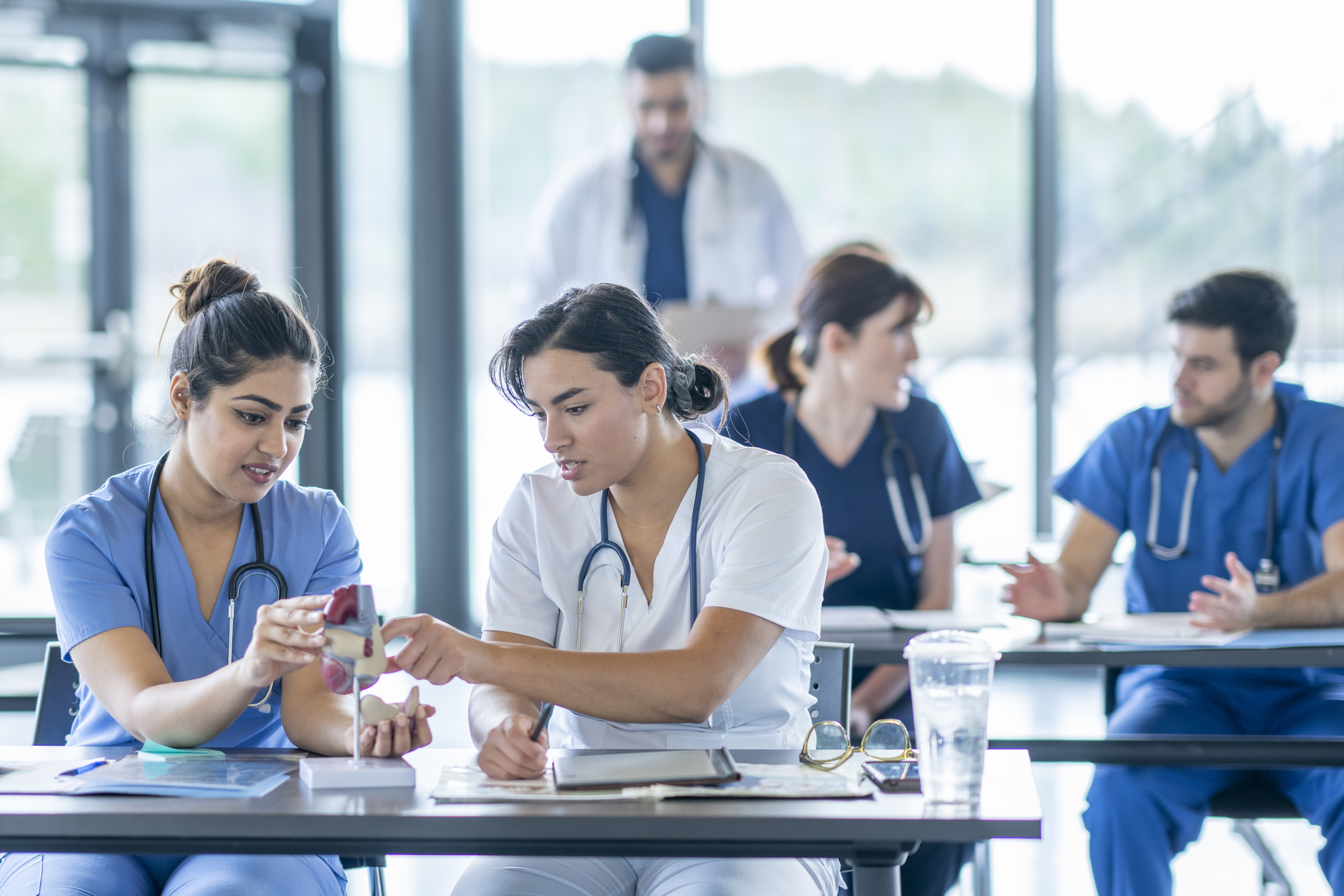Nurses in a cafeteria