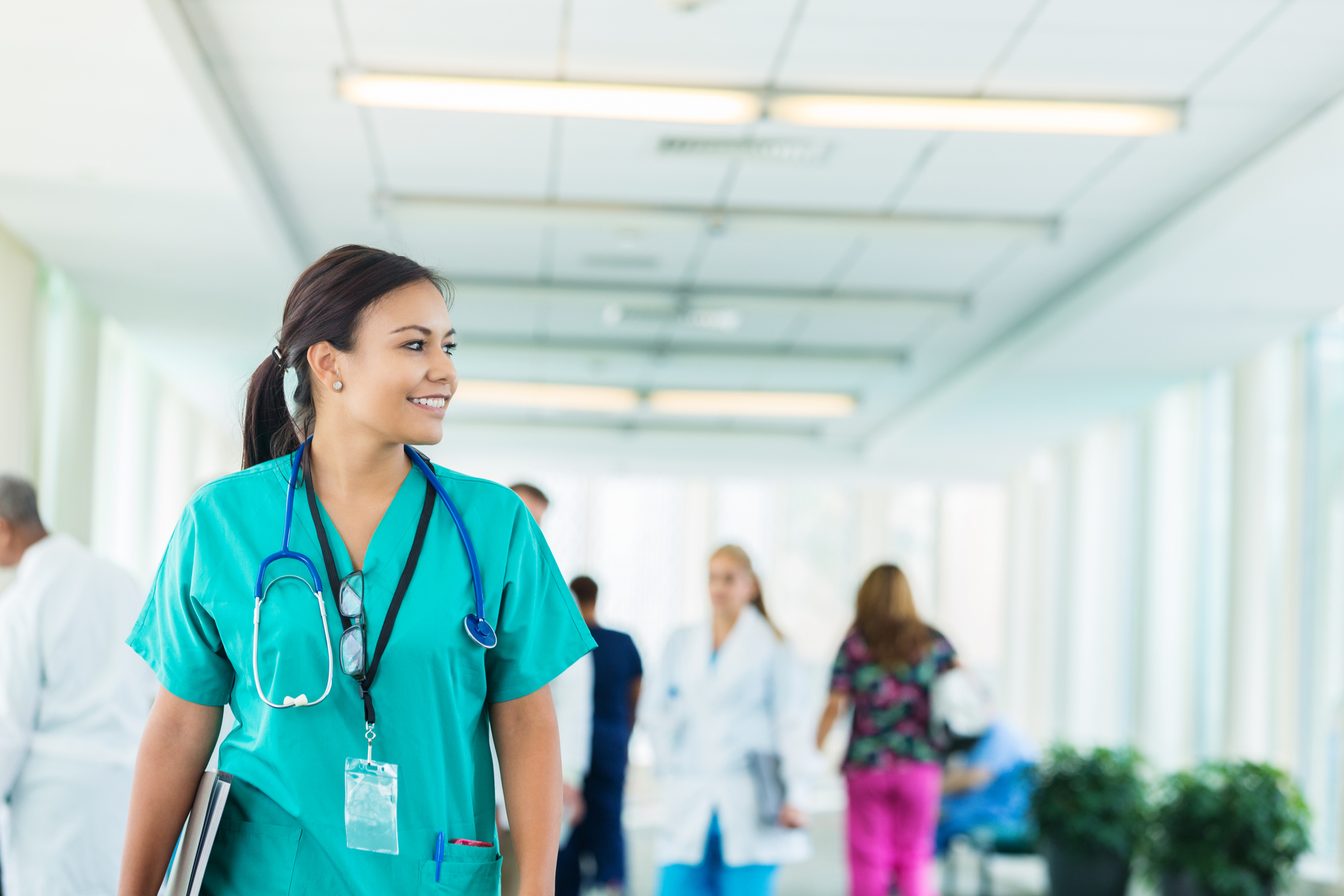 Nurse in a hallway