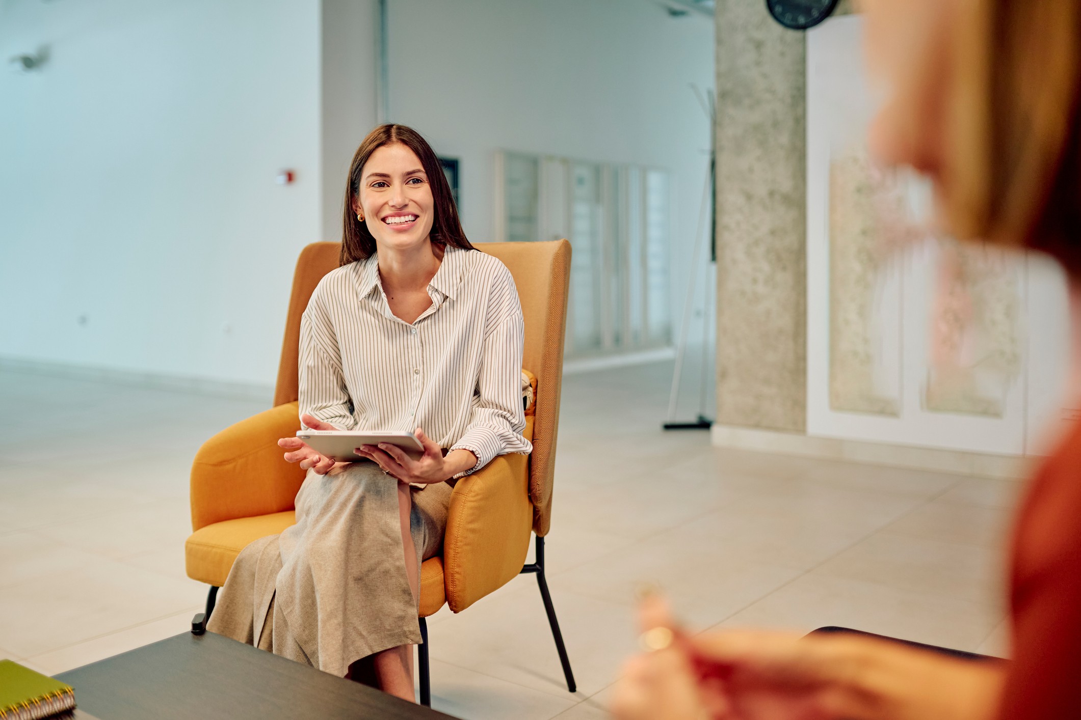 therapist talking to patient