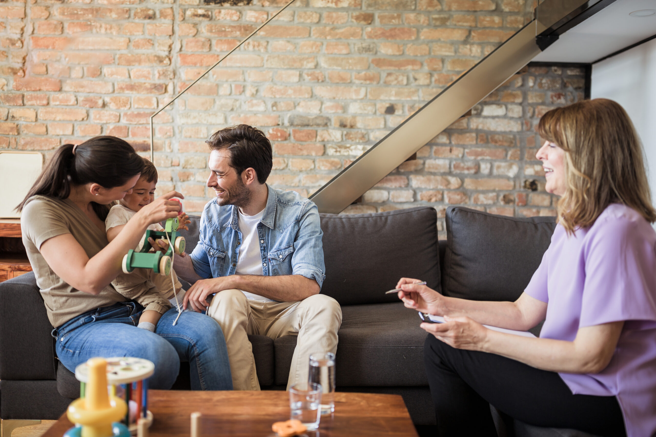 A group of people sitting on a couch
